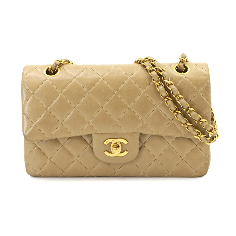 Chanel Matelasse 23 Chain Shoulder Handbag, Lambskin, Beige, A01113, Gold Har...